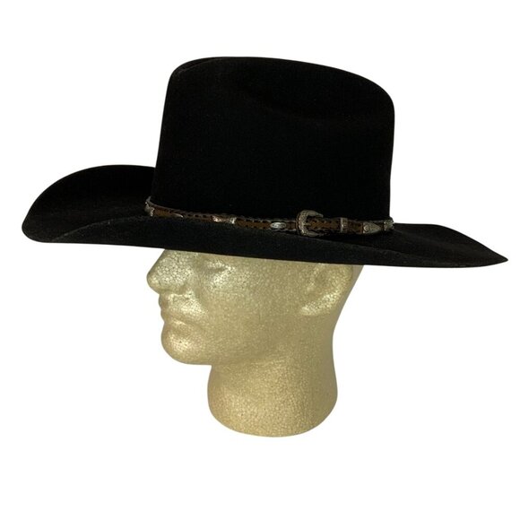 Justin Weston Black Fur Felt 6x Cowboy Hat By Milano Hat Co Size 7-1/8 Western - Picture 1 of 12